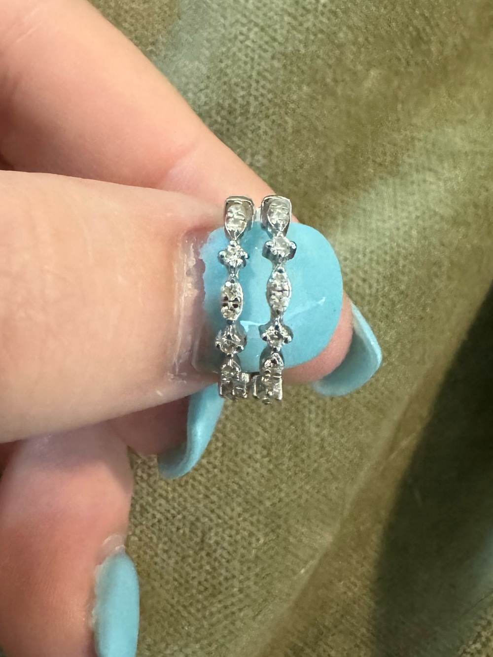 14k white gold and natural diamond small hoops/huggies